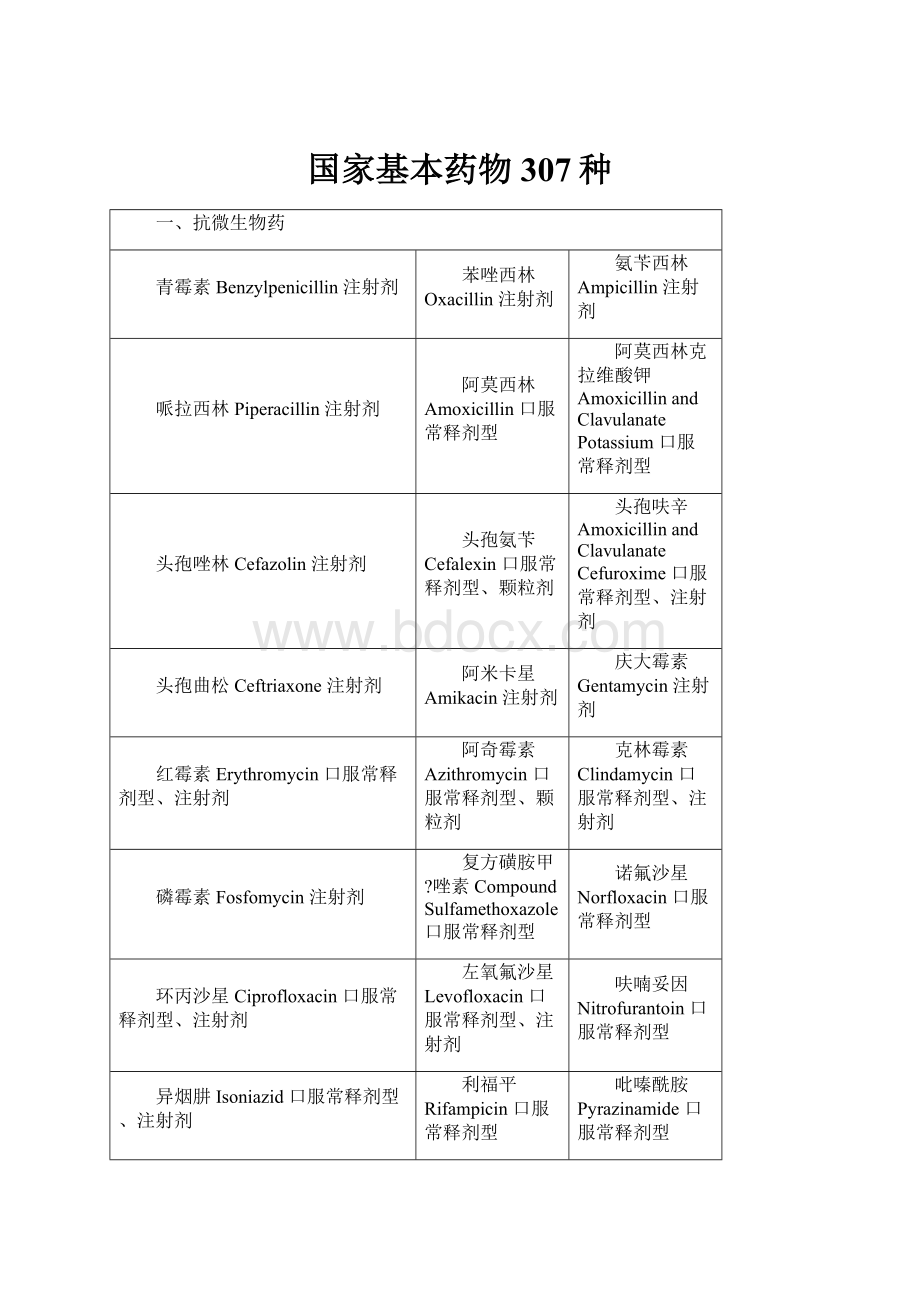 国家基本药物307种.docx