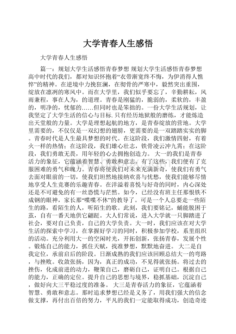 大学青春人生感悟.docx_第1页