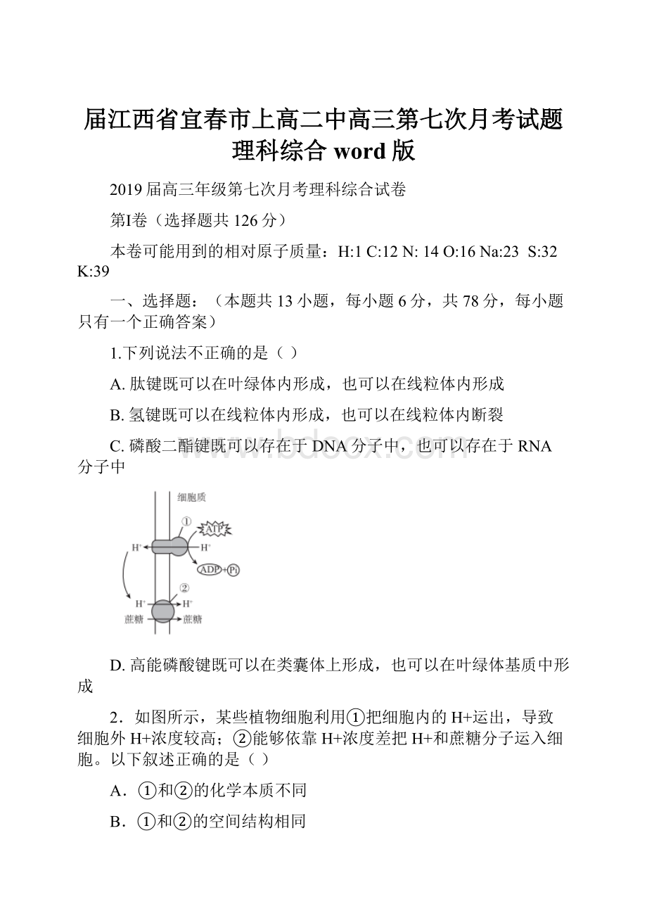 届江西省宜春市上高二中高三第七次月考试题 理科综合word版.docx