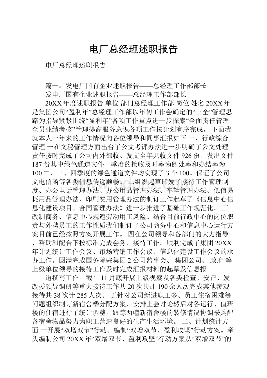 电厂总经理述职报告.docx