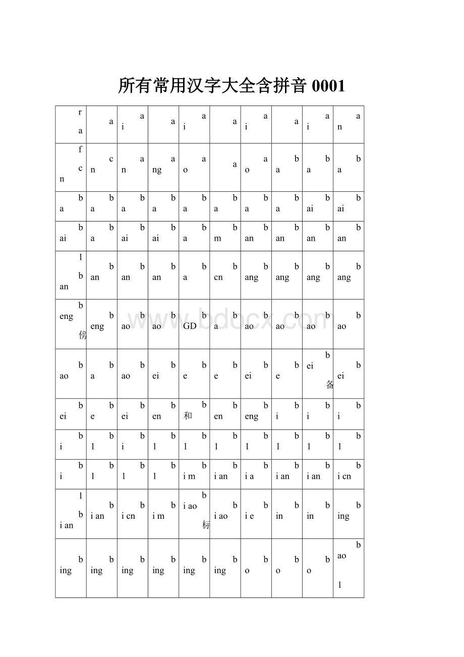 所有常用汉字大全含拼音0001.docx