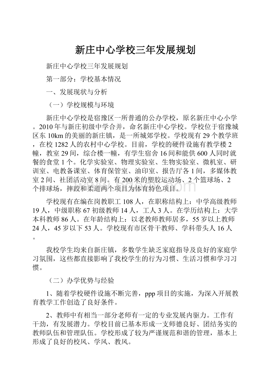 新庄中心学校三年发展规划.docx