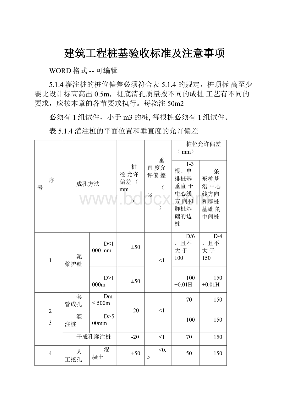 建筑工程桩基验收标准及注意事项.docx