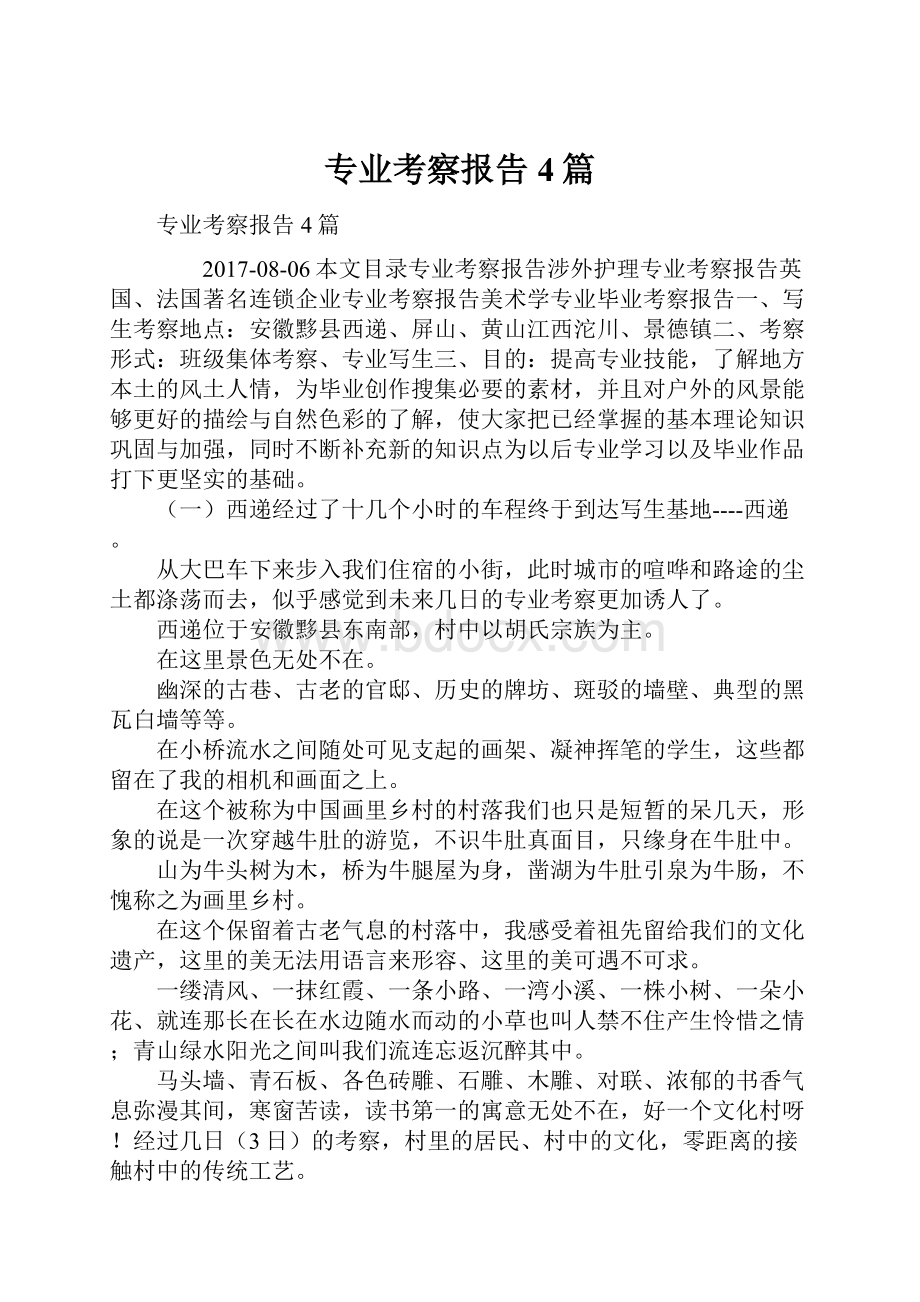 专业考察报告4篇.docx