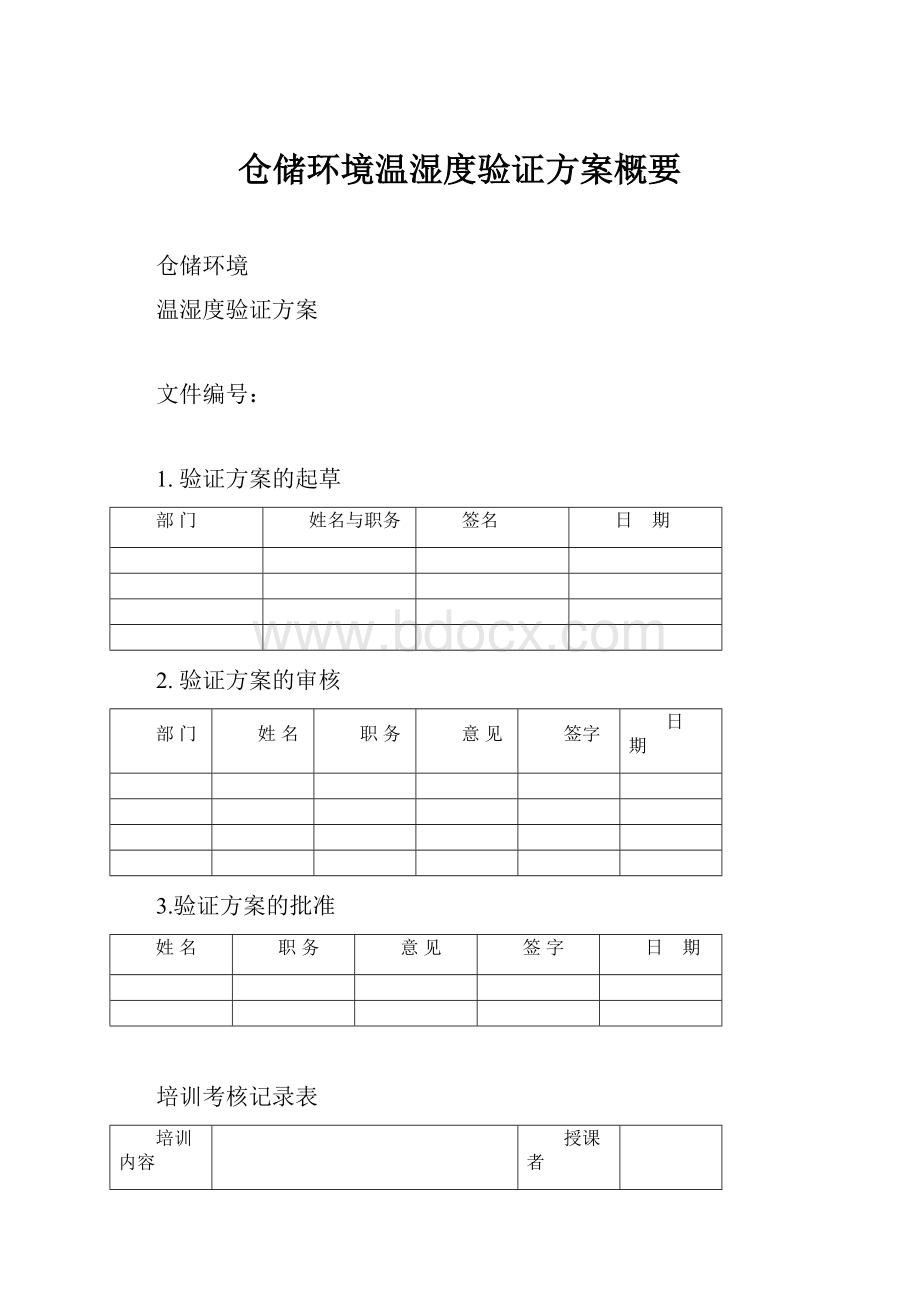 仓储环境温湿度验证方案概要.docx