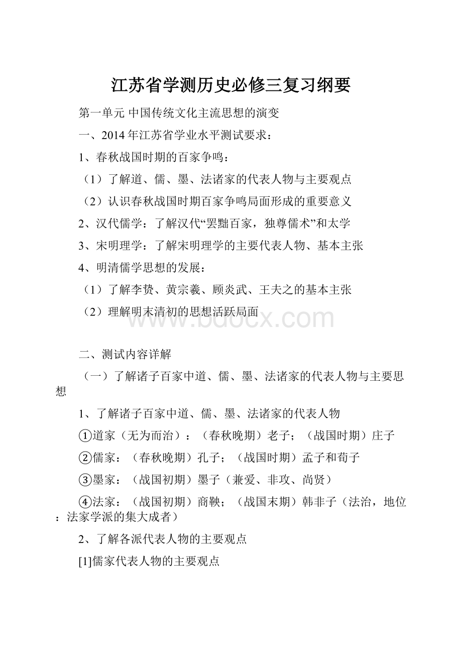 江苏省学测历史必修三复习纲要.docx