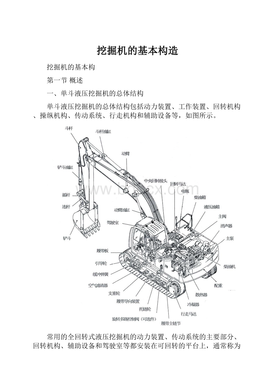 挖掘机的基本构造.docx