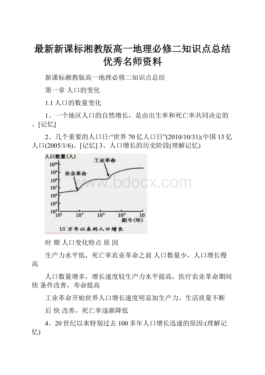 最新新课标湘教版高一地理必修二知识点总结优秀名师资料.docx