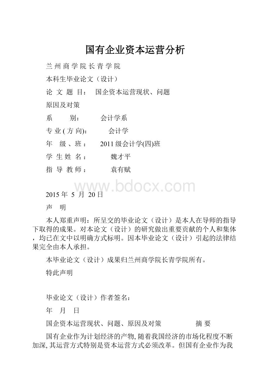 国有企业资本运营分析.docx