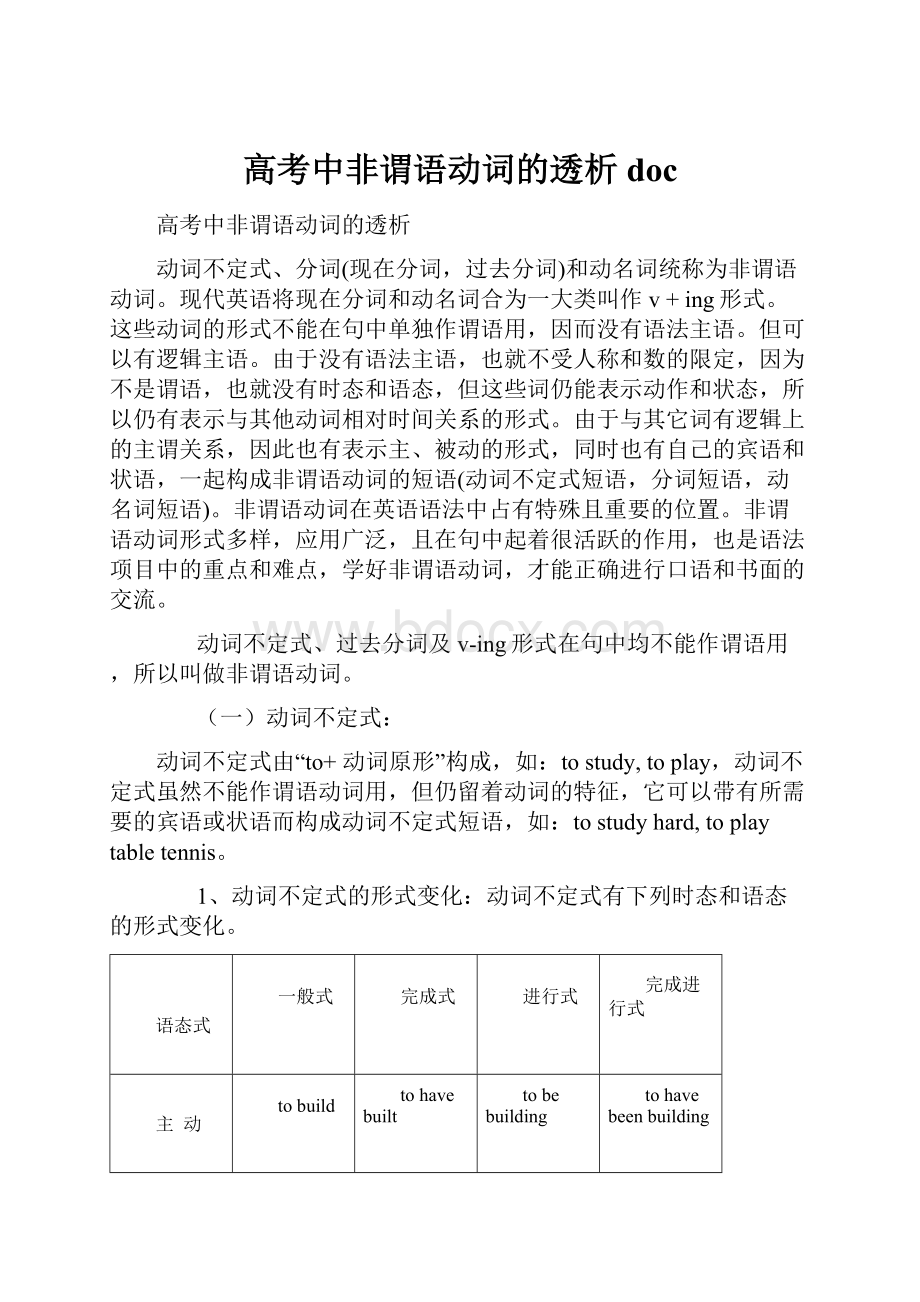 高考中非谓语动词的透析 doc.docx