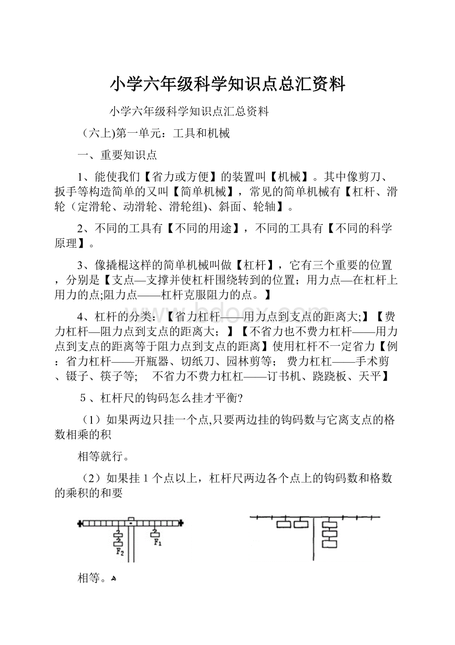 小学六年级科学知识点总汇资料.docx_第1页