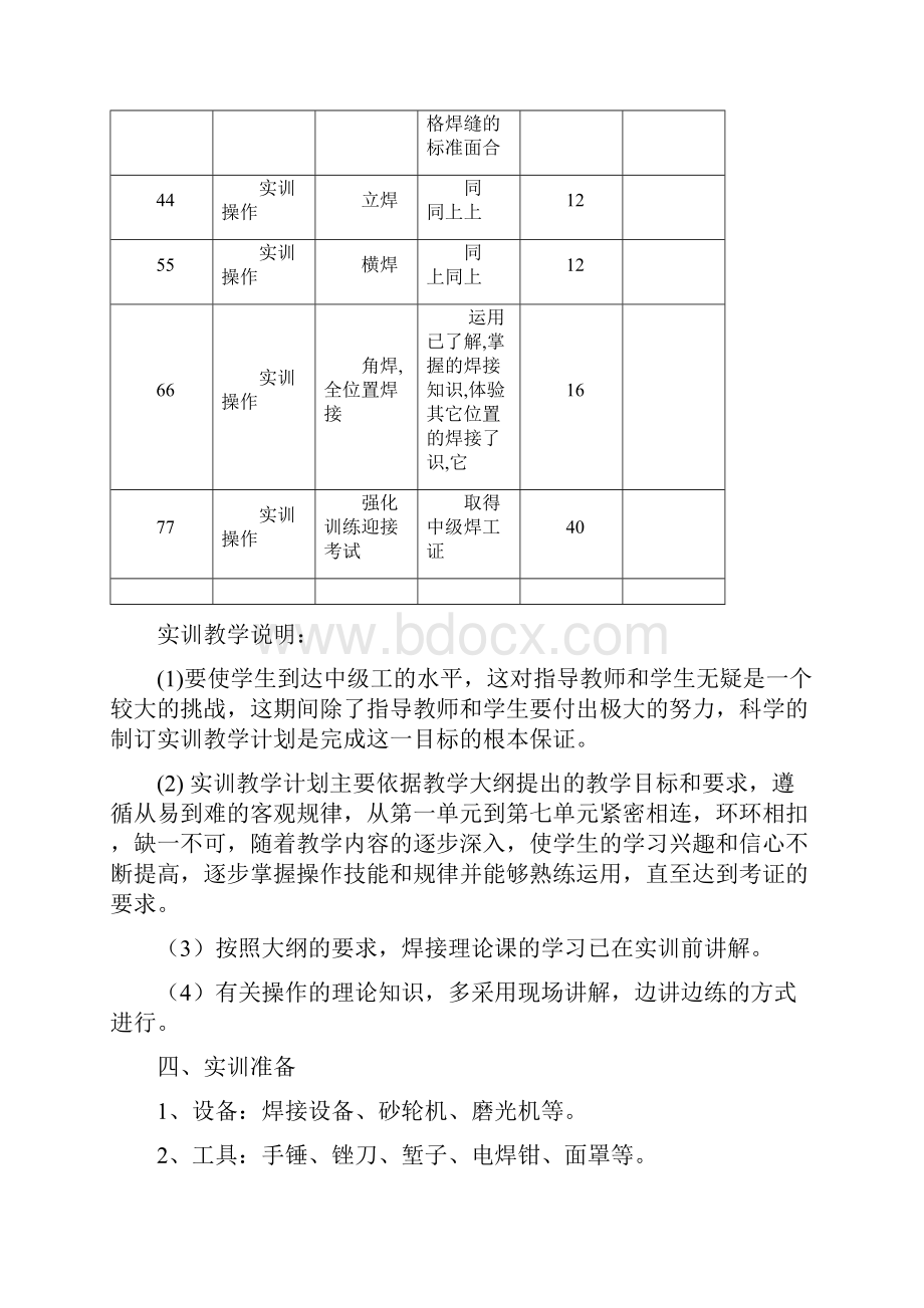 金属焊接实训教学计划.docx_第3页