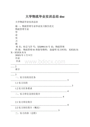 大学物流毕业实训总结doc.docx