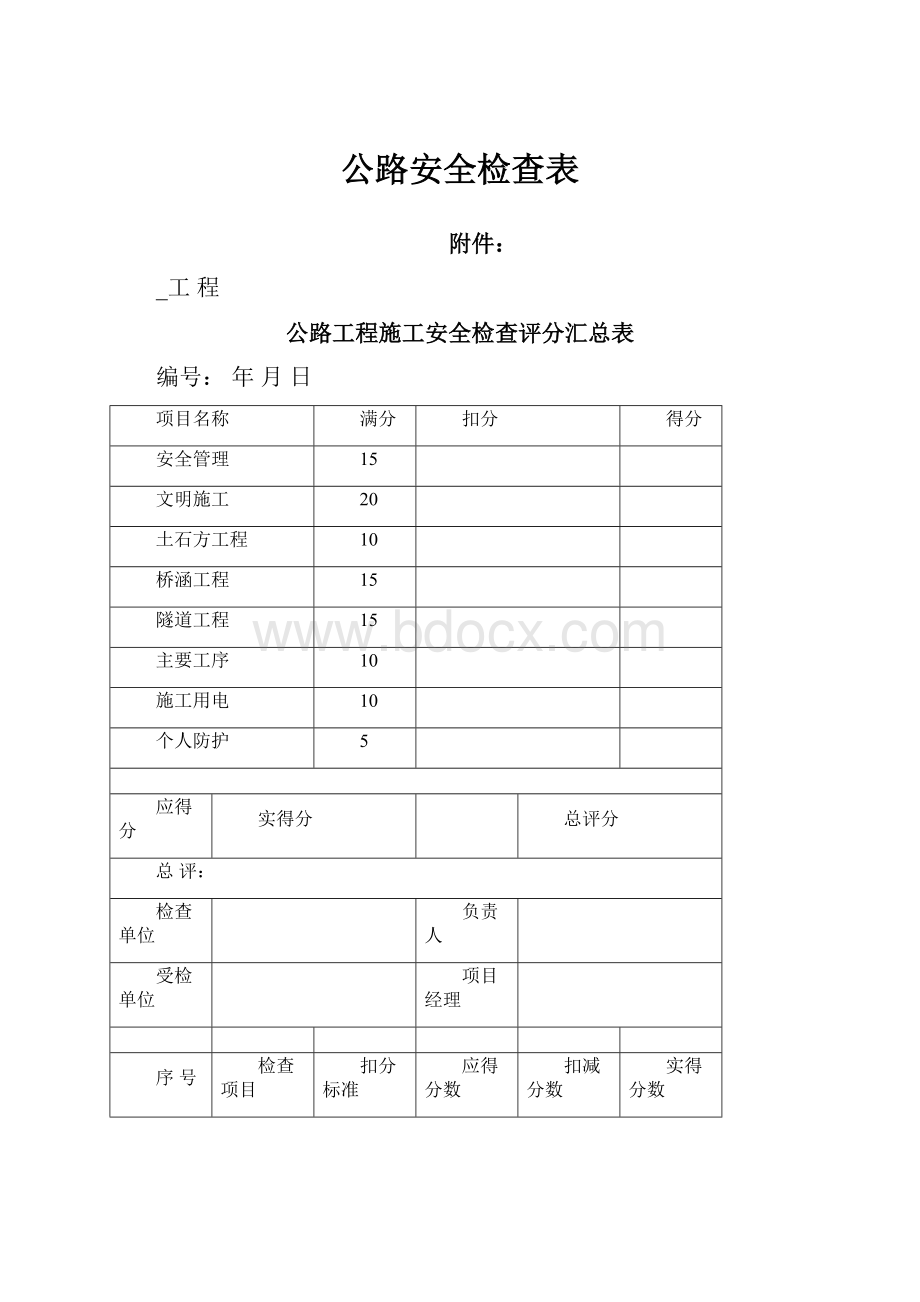 公路安全检查表.docx