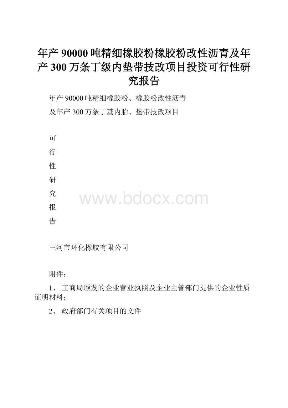 年产90000吨精细橡胶粉橡胶粉改性沥青及年产300万条丁级内垫带技改项目投资可行性研究报告.docx