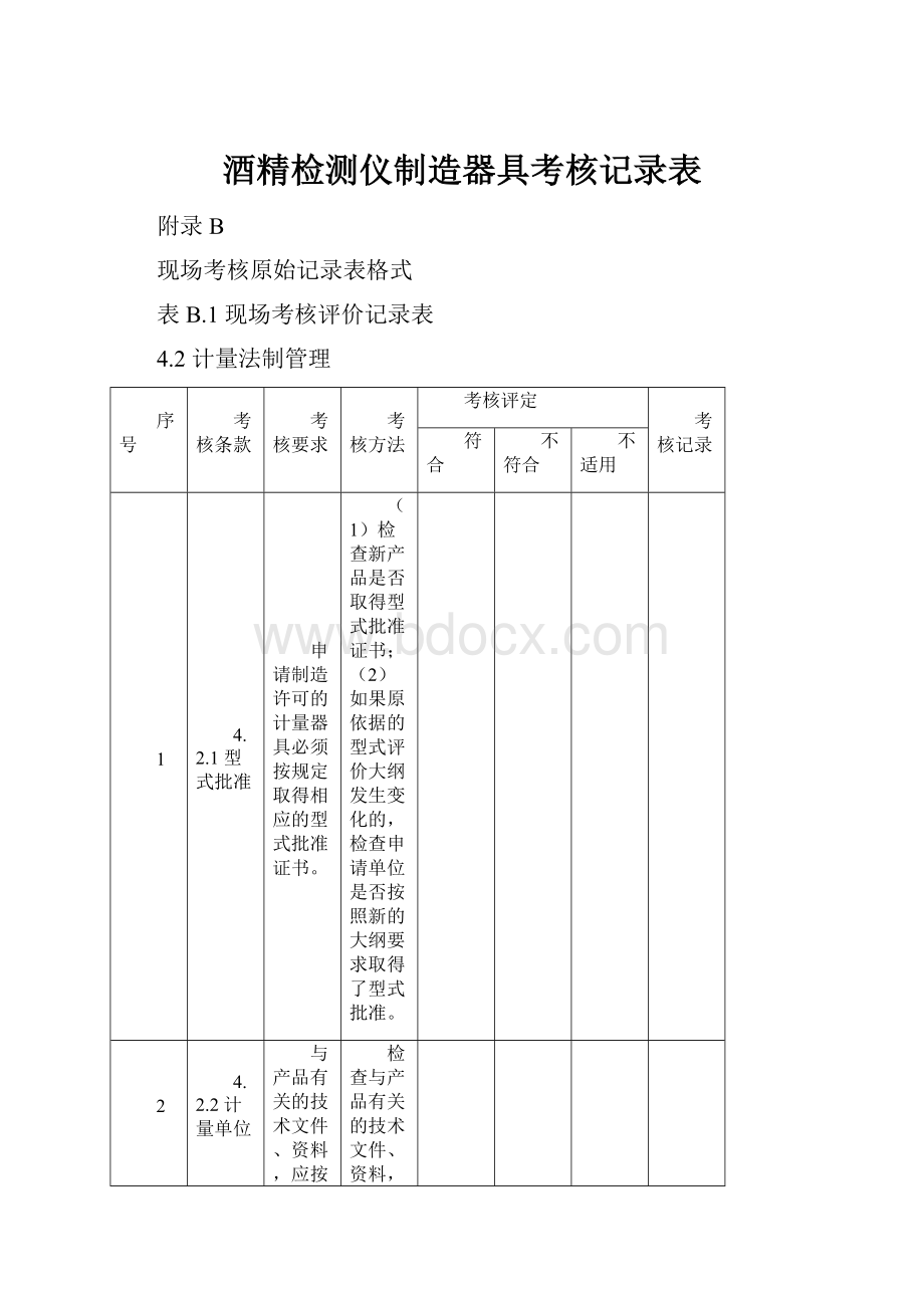 酒精检测仪制造器具考核记录表.docx