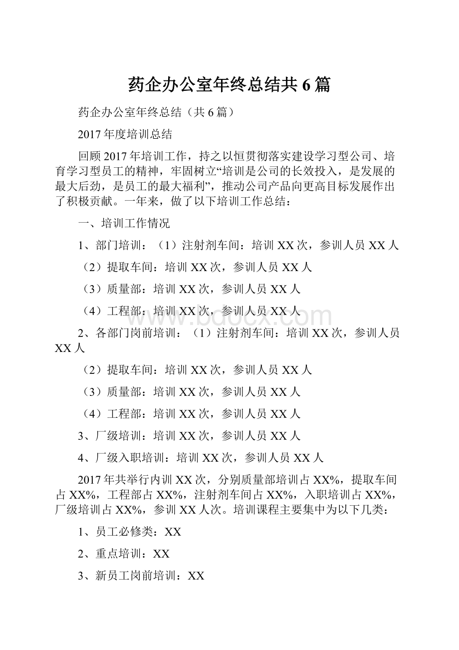 药企办公室年终总结共6篇.docx