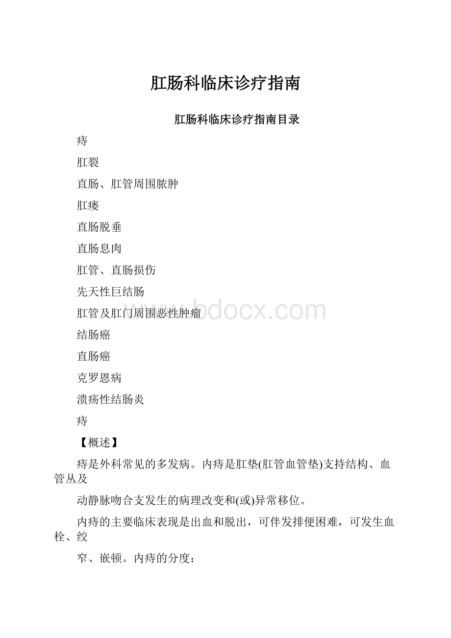 肛肠科临床诊疗指南.docx