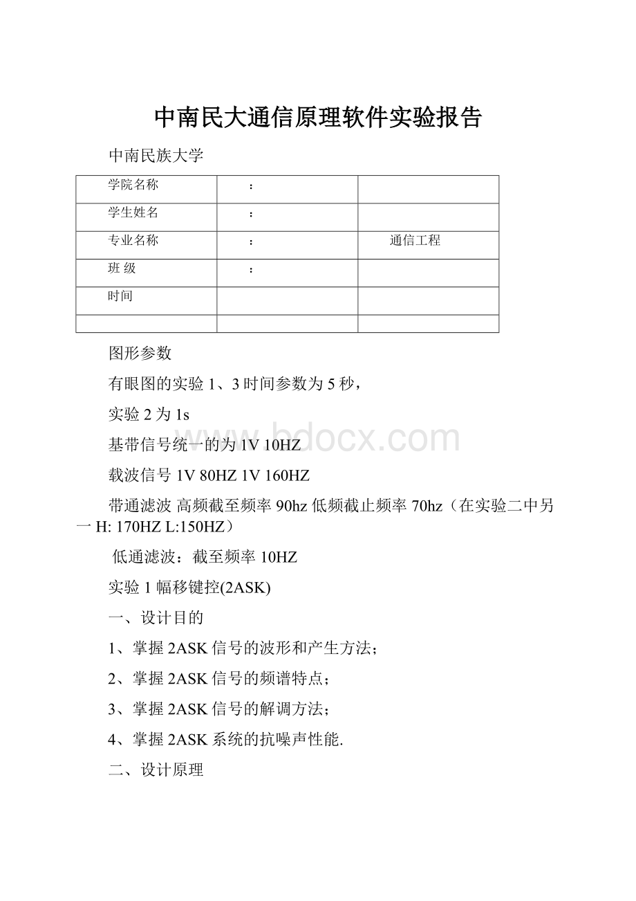 中南民大通信原理软件实验报告.docx