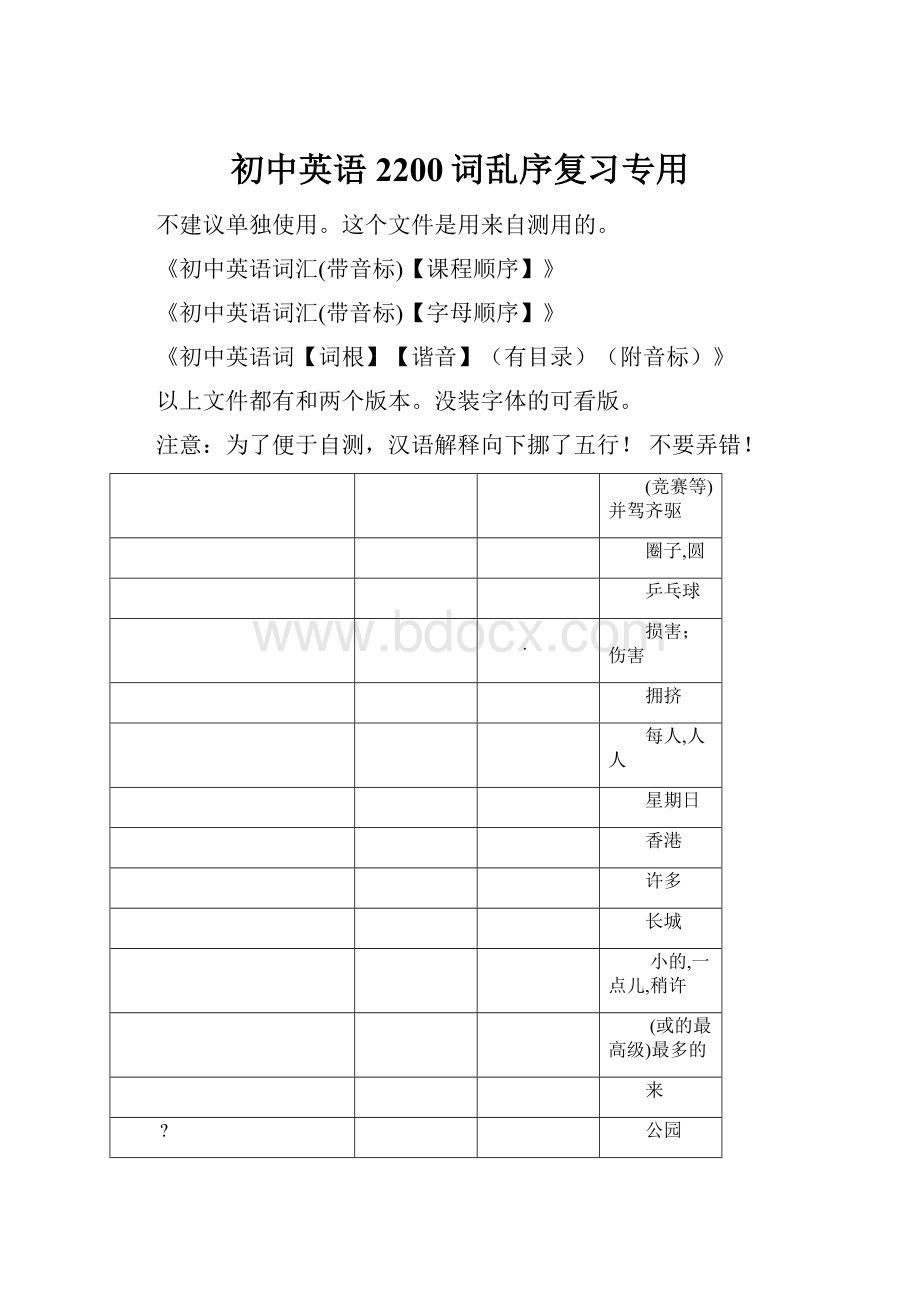 初中英语2200词乱序复习专用.docx_第1页