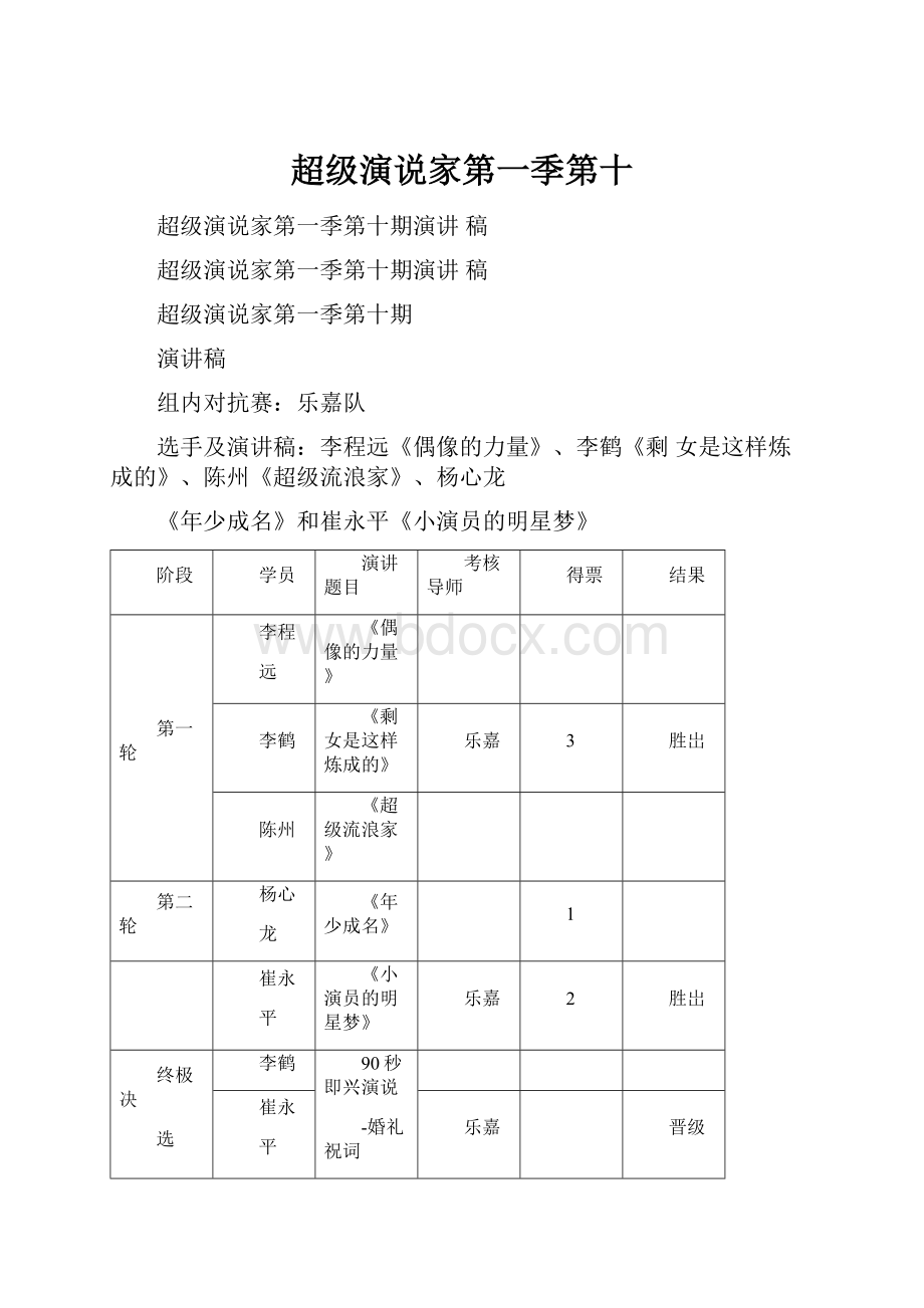 超级演说家第一季第十.docx