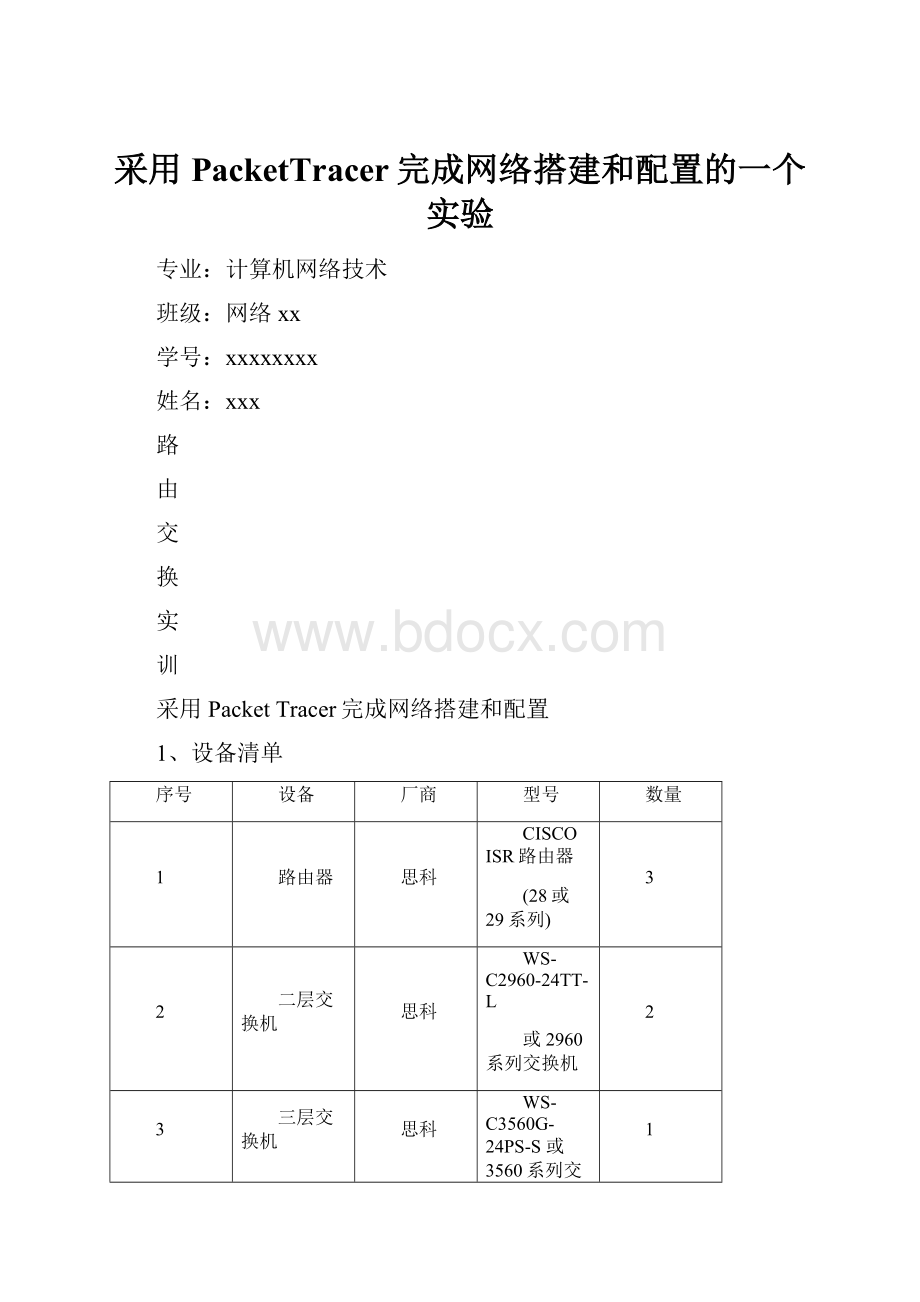 采用PacketTracer完成网络搭建和配置的一个实验.docx