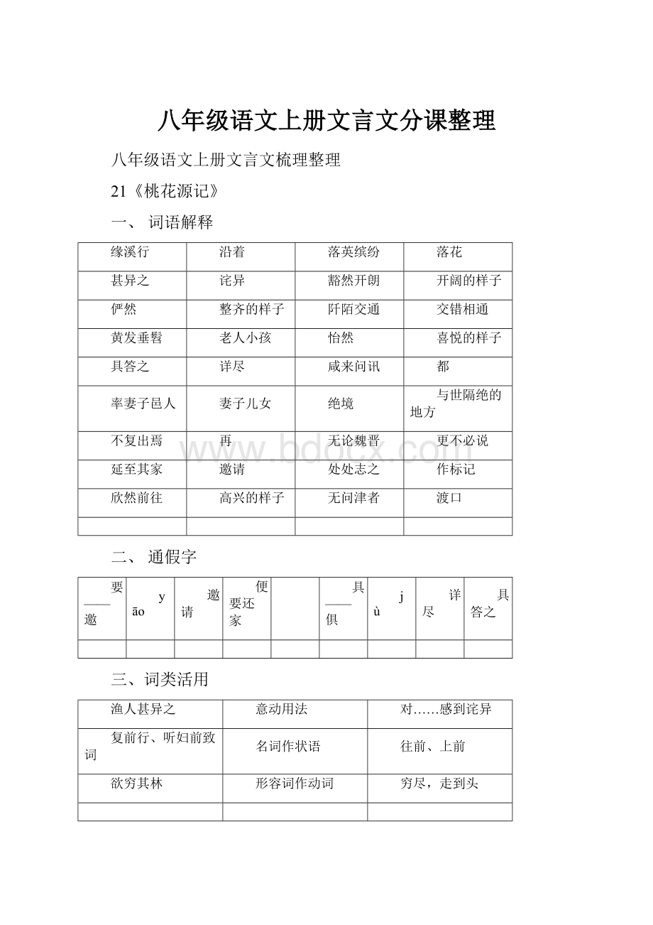 八年级语文上册文言文分课整理.docx_第1页