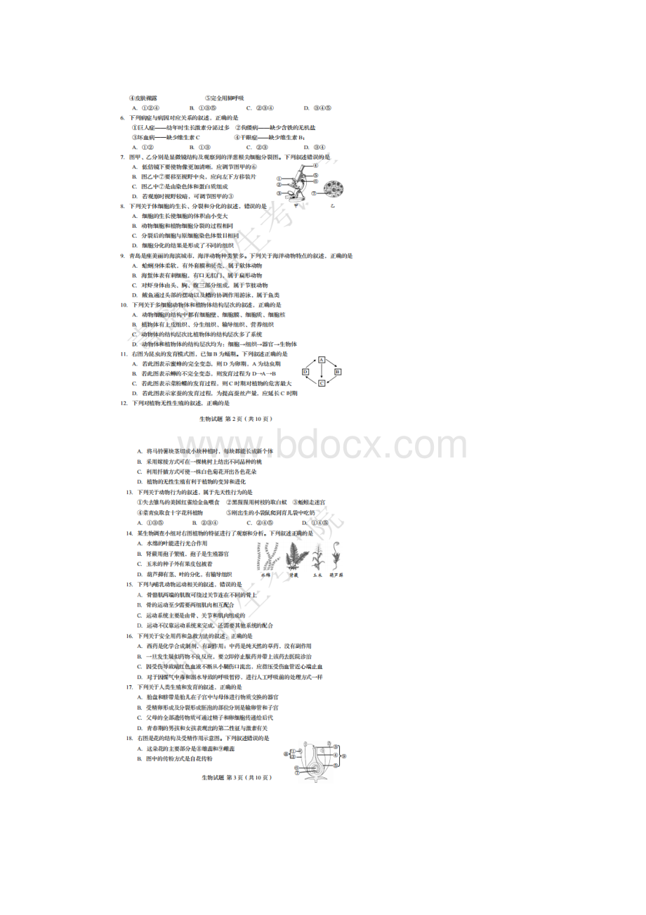 青岛市中考生物试题卷.docx_第2页