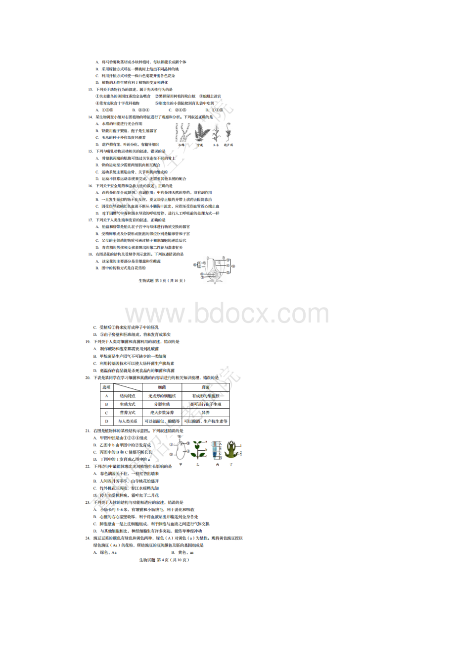 青岛市中考生物试题卷.docx_第3页