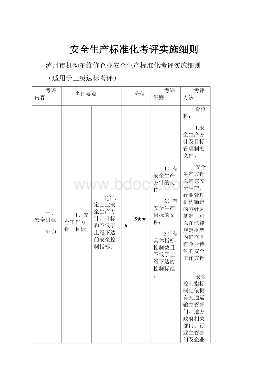 安全生产标准化考评实施细则.docx