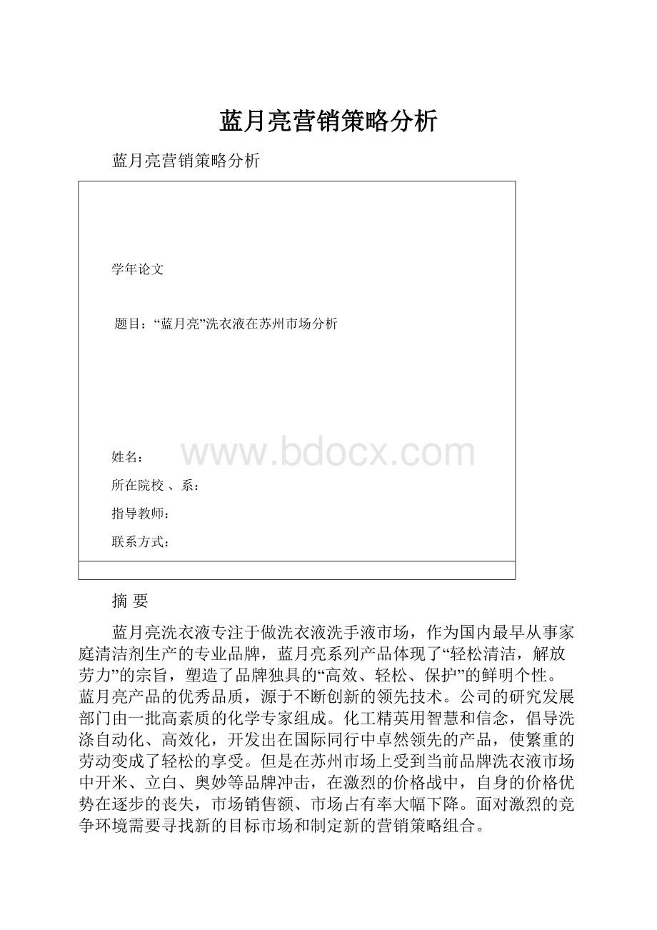 蓝月亮营销策略分析.docx