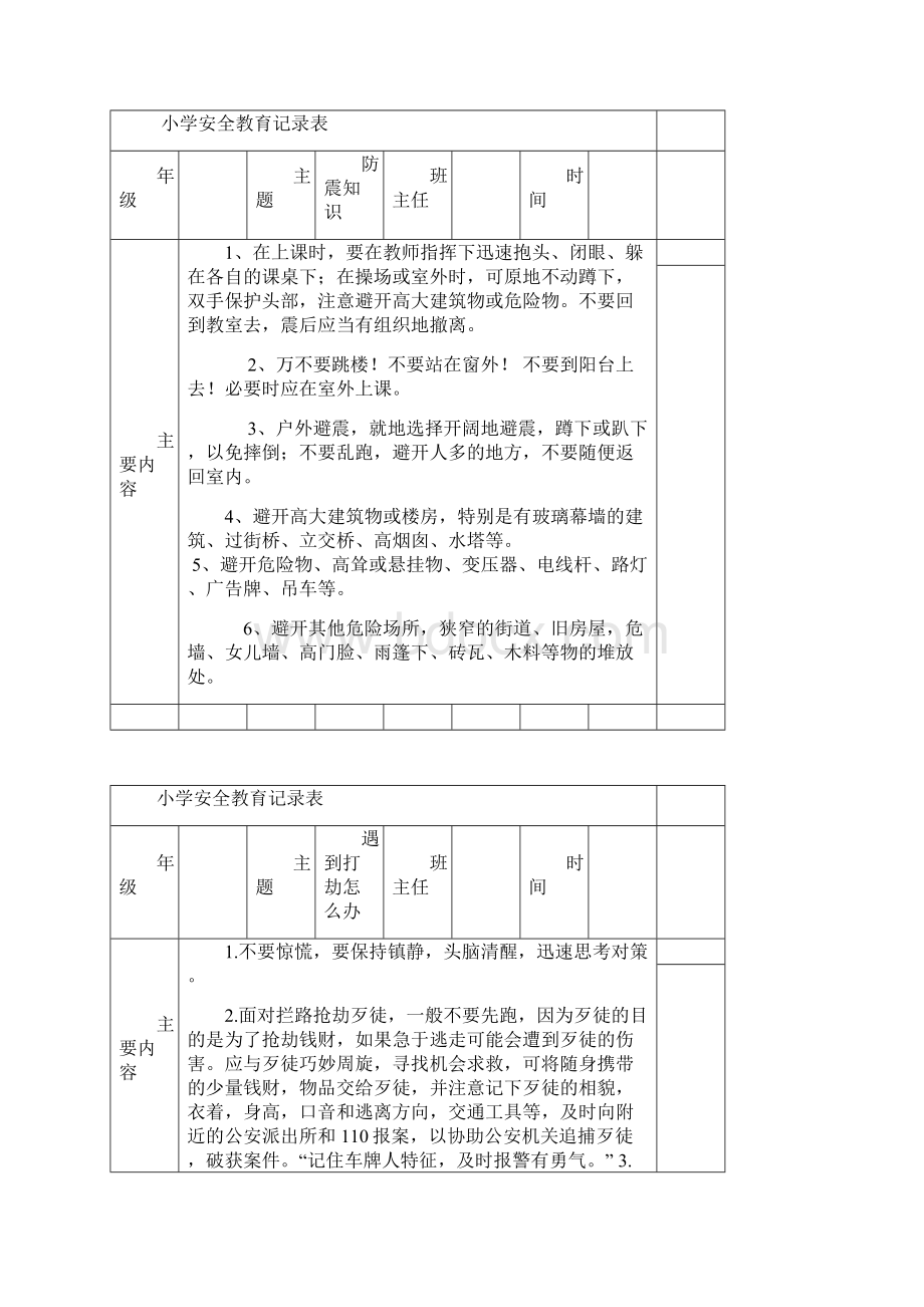 小学安全教育记录表.docx_第2页