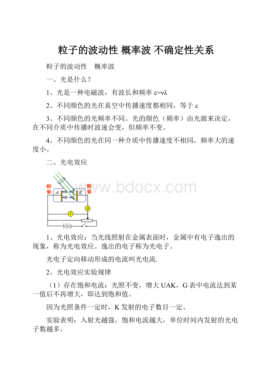 粒子的波动性 概率波不确定性关系.docx