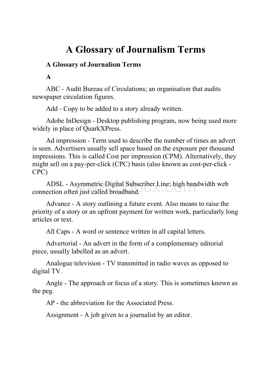 A Glossary of Journalism Terms.docx_第1页