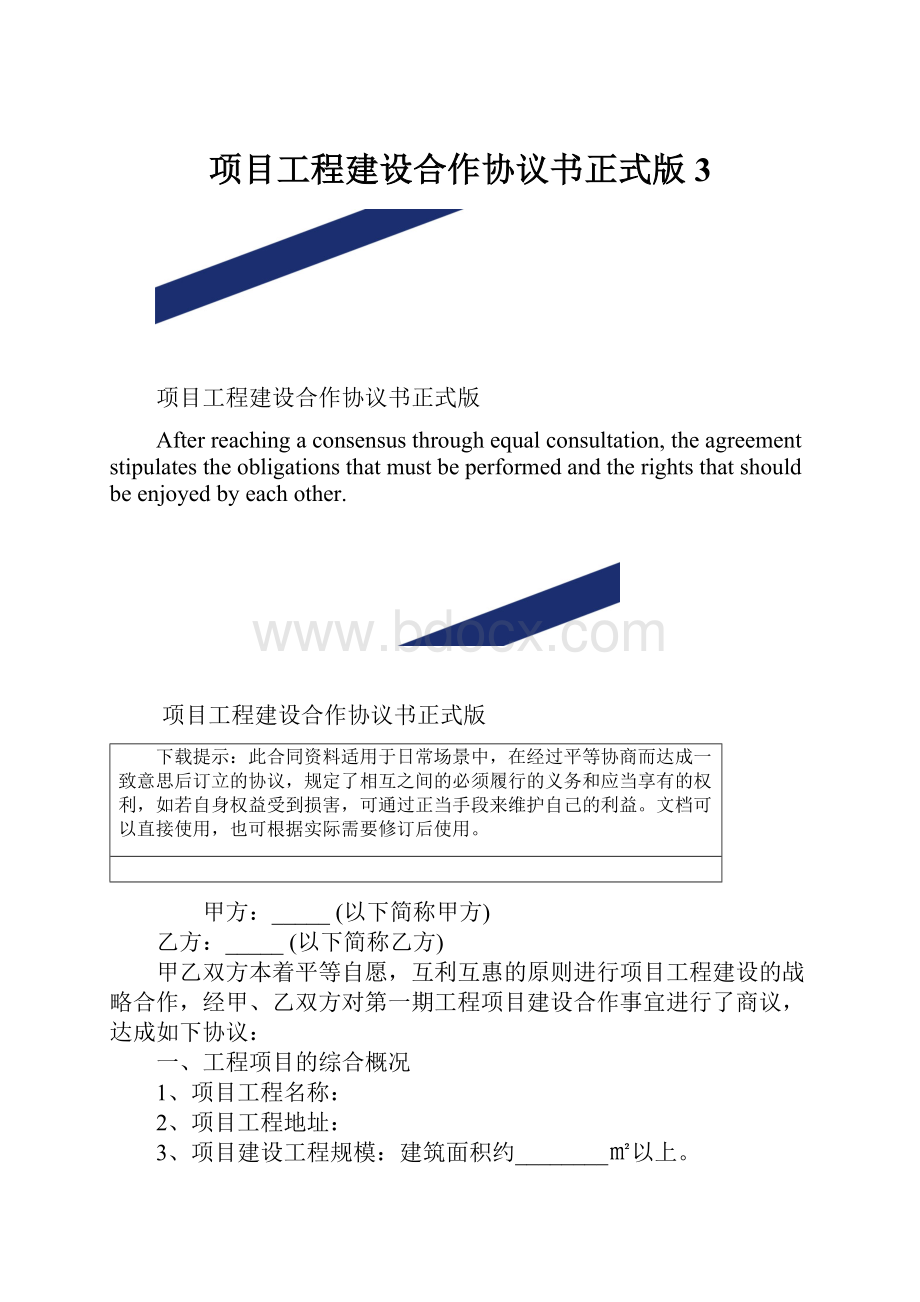 项目工程建设合作协议书正式版3.docx