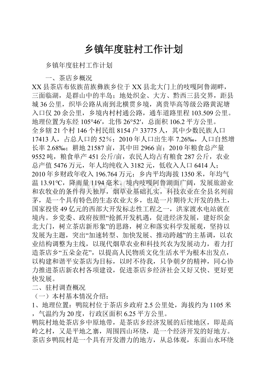 乡镇年度驻村工作计划.docx