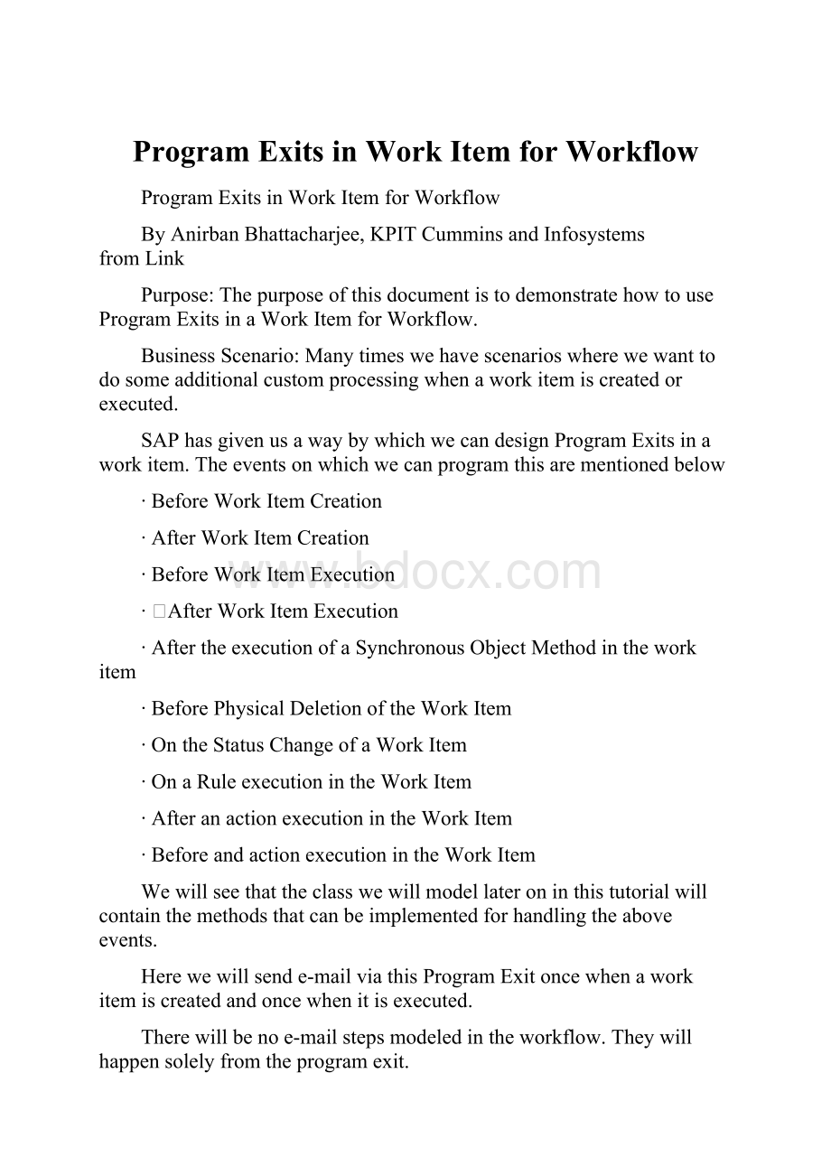 Program Exits in Work Item for Workflow.docx