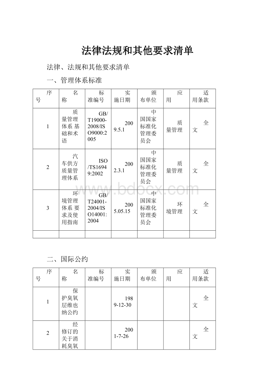 法律法规和其他要求清单.docx