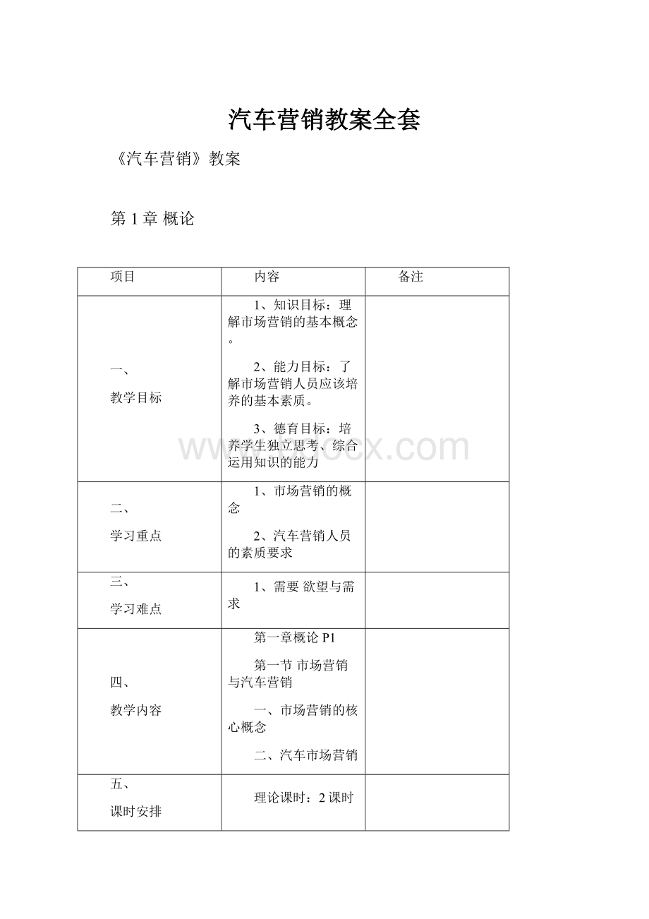 汽车营销教案全套.docx_第1页