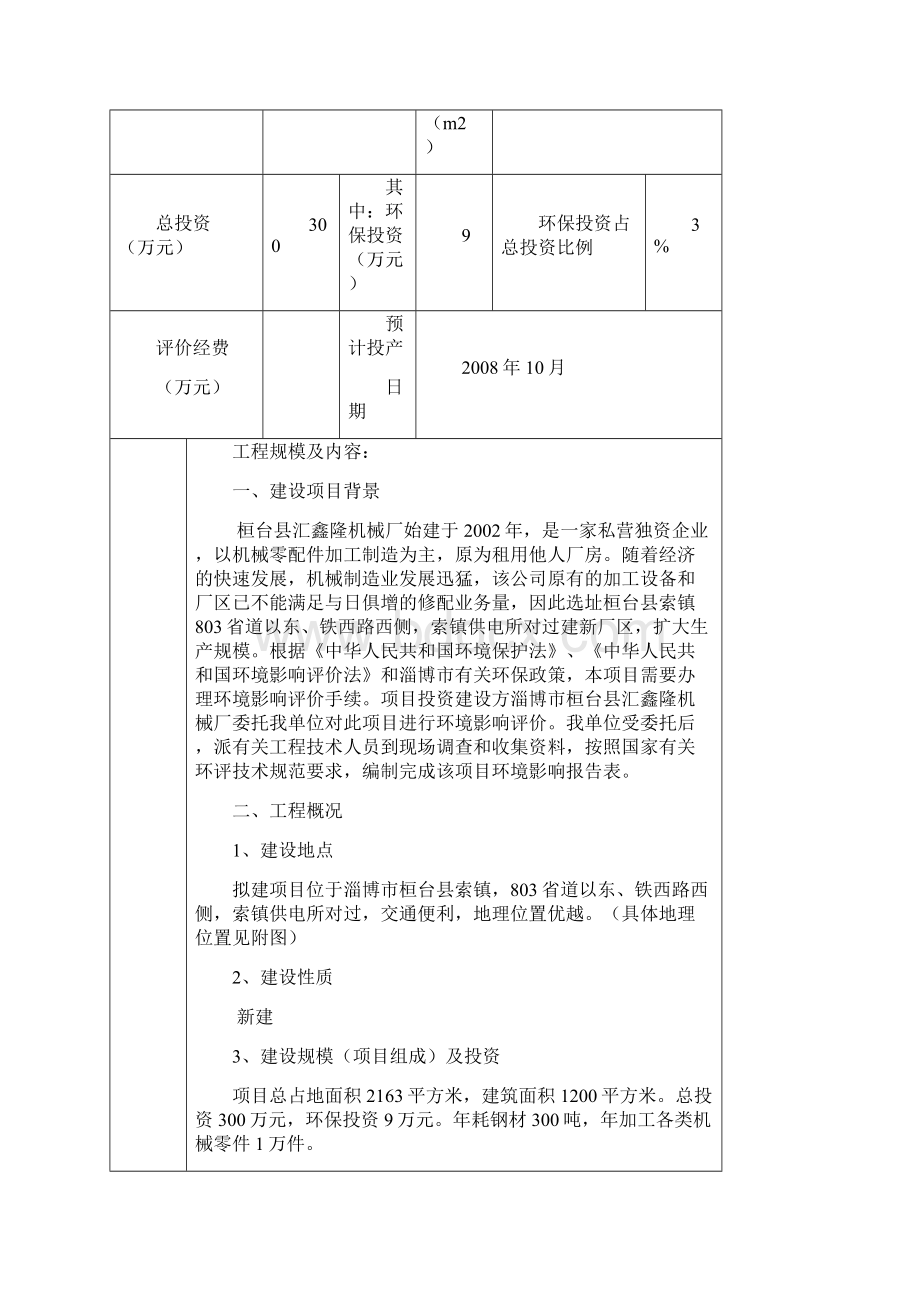 本科毕业设计年加工300吨机械配件建设项目立项环境评估报告表.docx_第2页