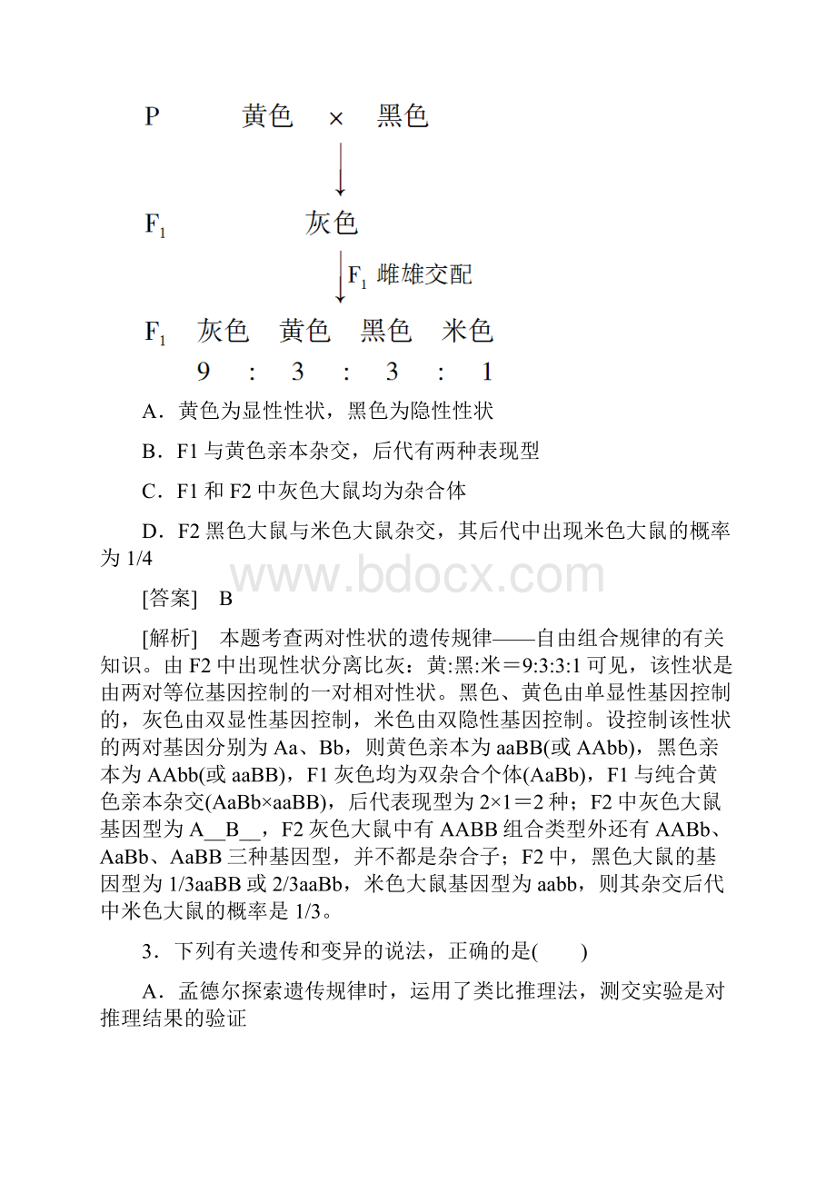 专题四遗传和变异综合测试题DOC.docx_第2页