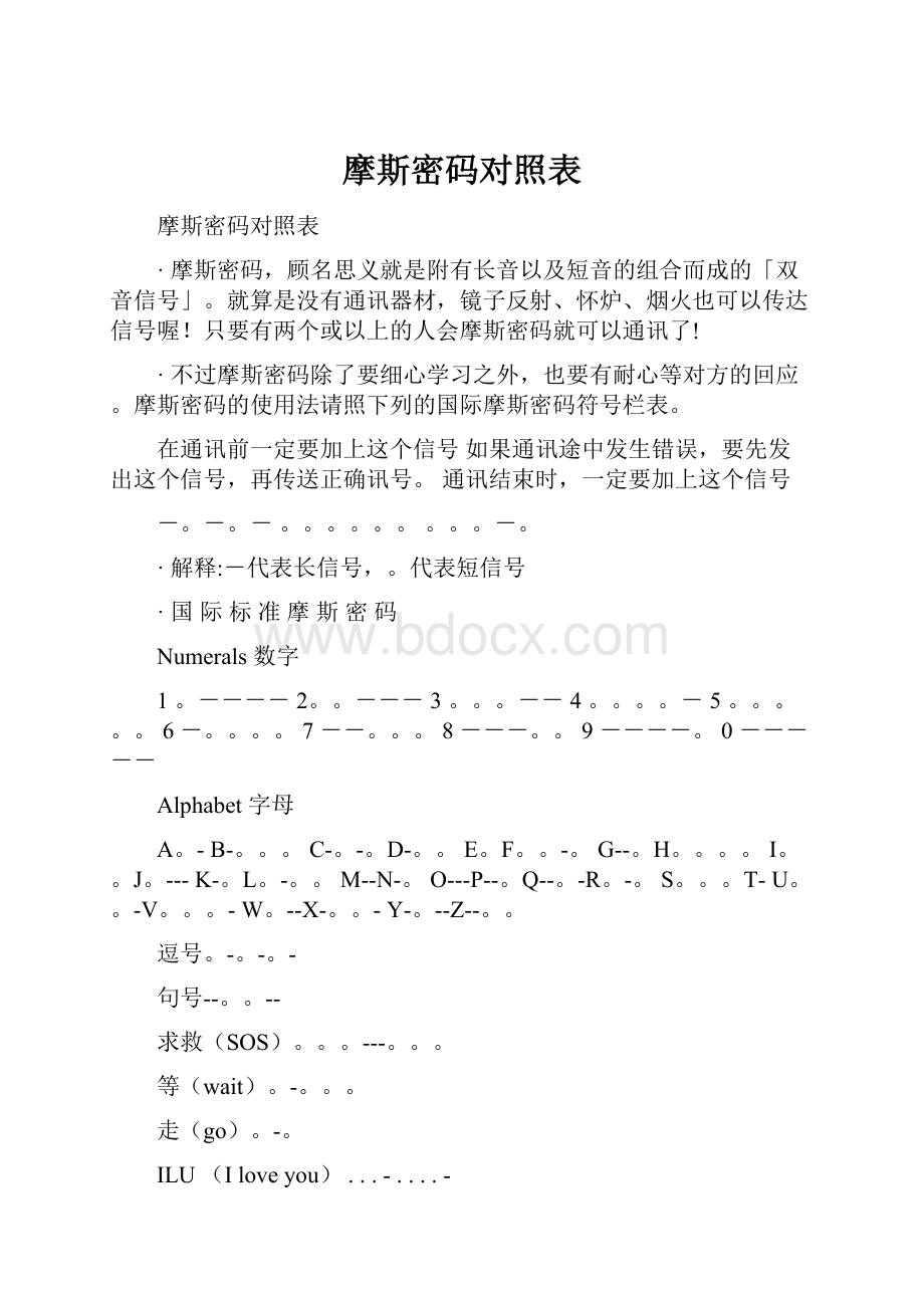 摩斯密码对照表.docx_第1页