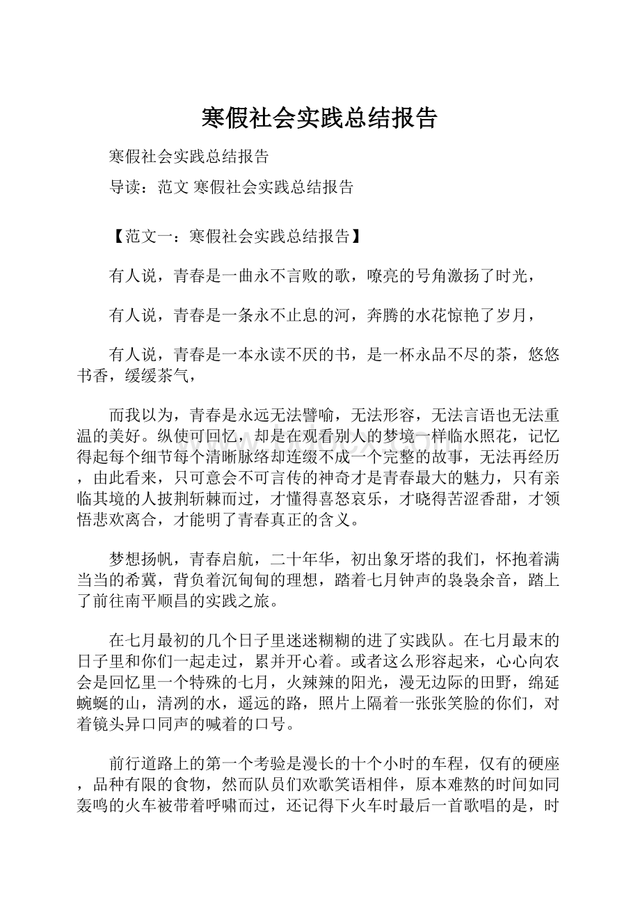 寒假社会实践总结报告.docx