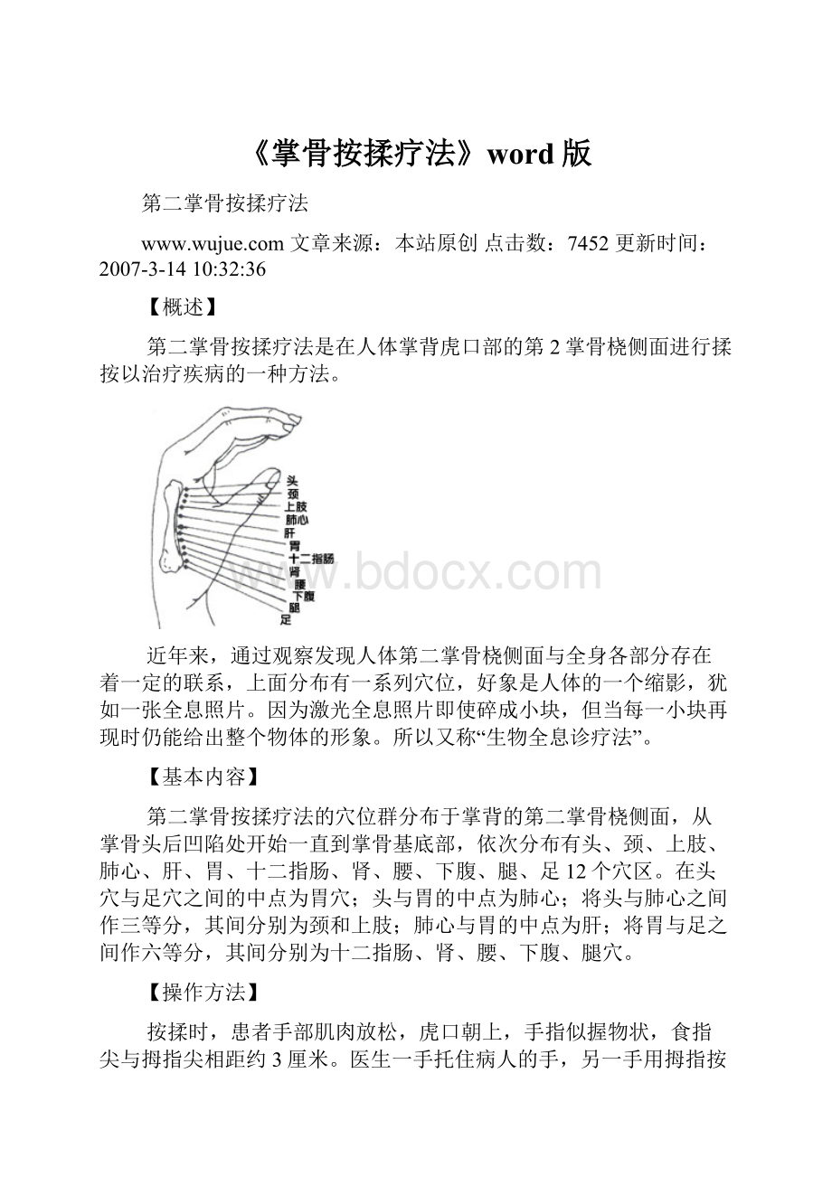 《掌骨按揉疗法》word版.docx