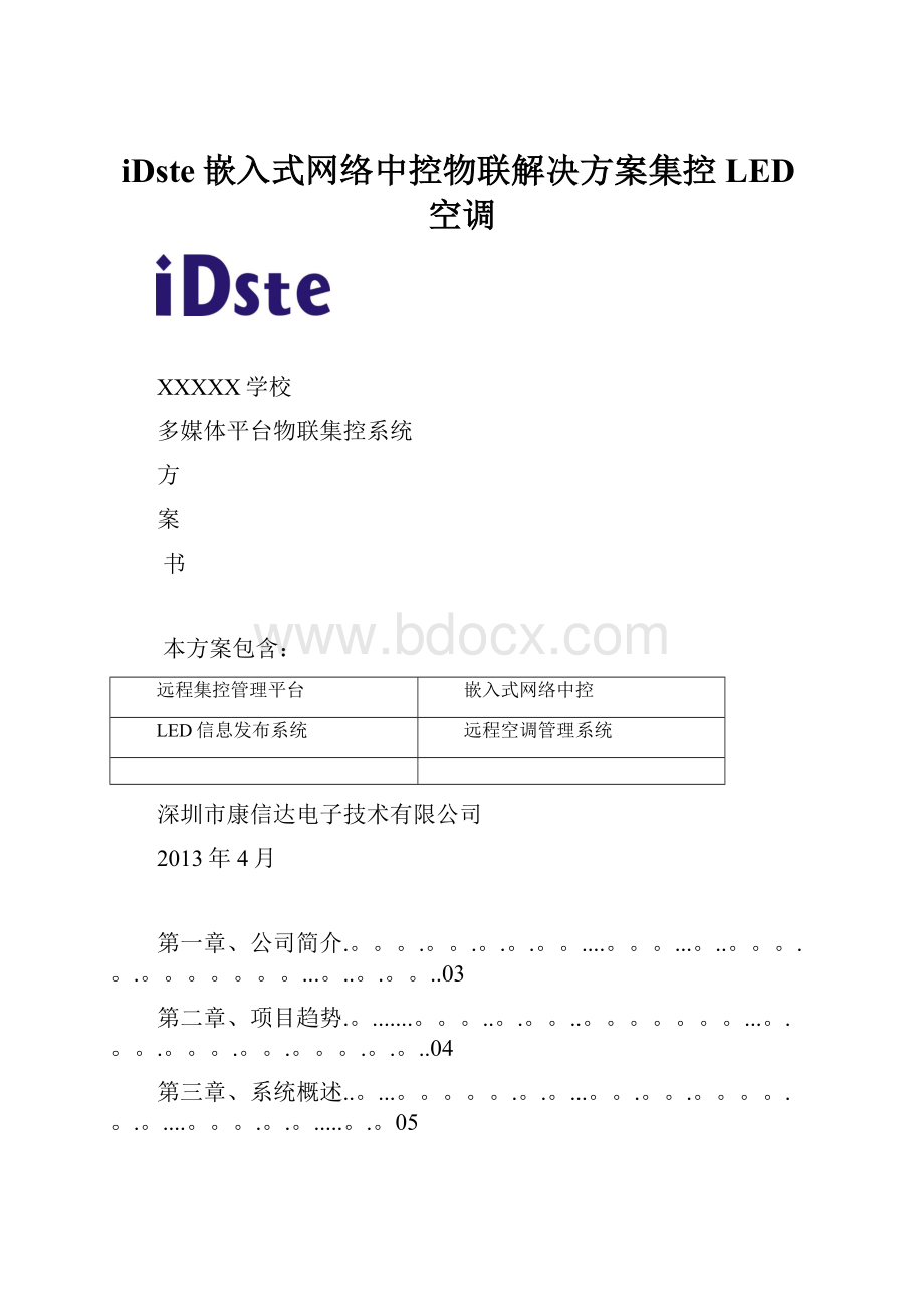 iDste嵌入式网络中控物联解决方案集控LED空调.docx