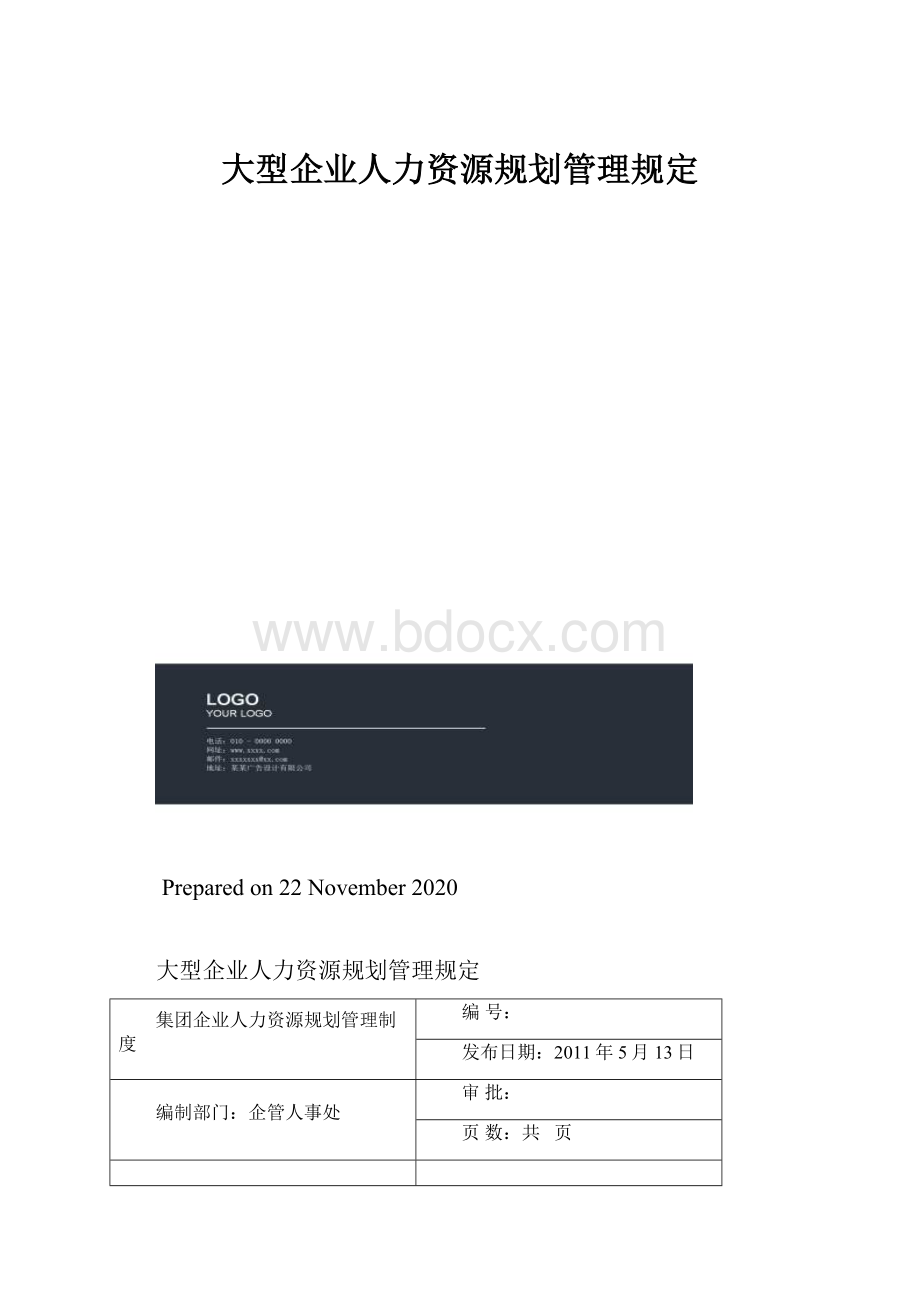 大型企业人力资源规划管理规定.docx