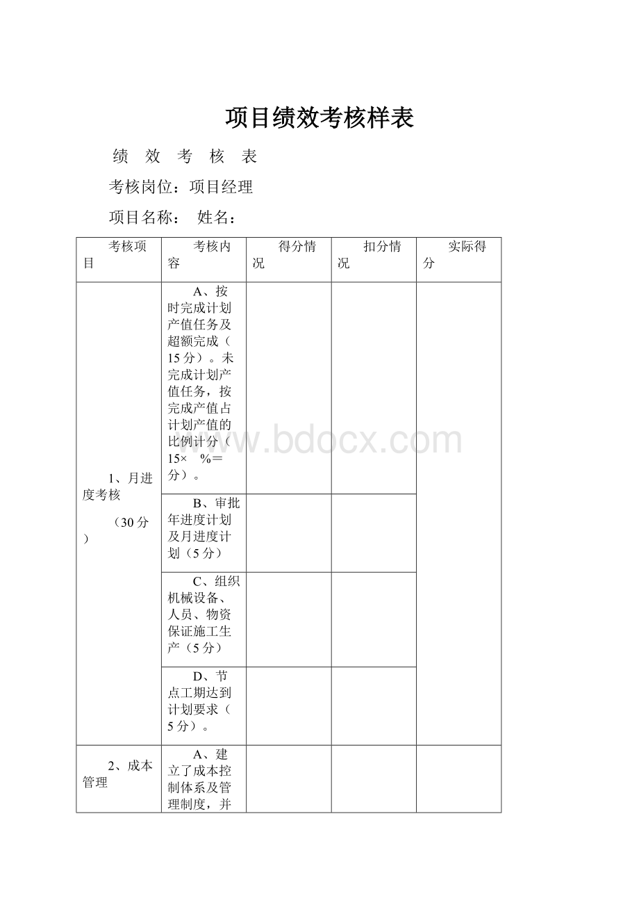 项目绩效考核样表.docx