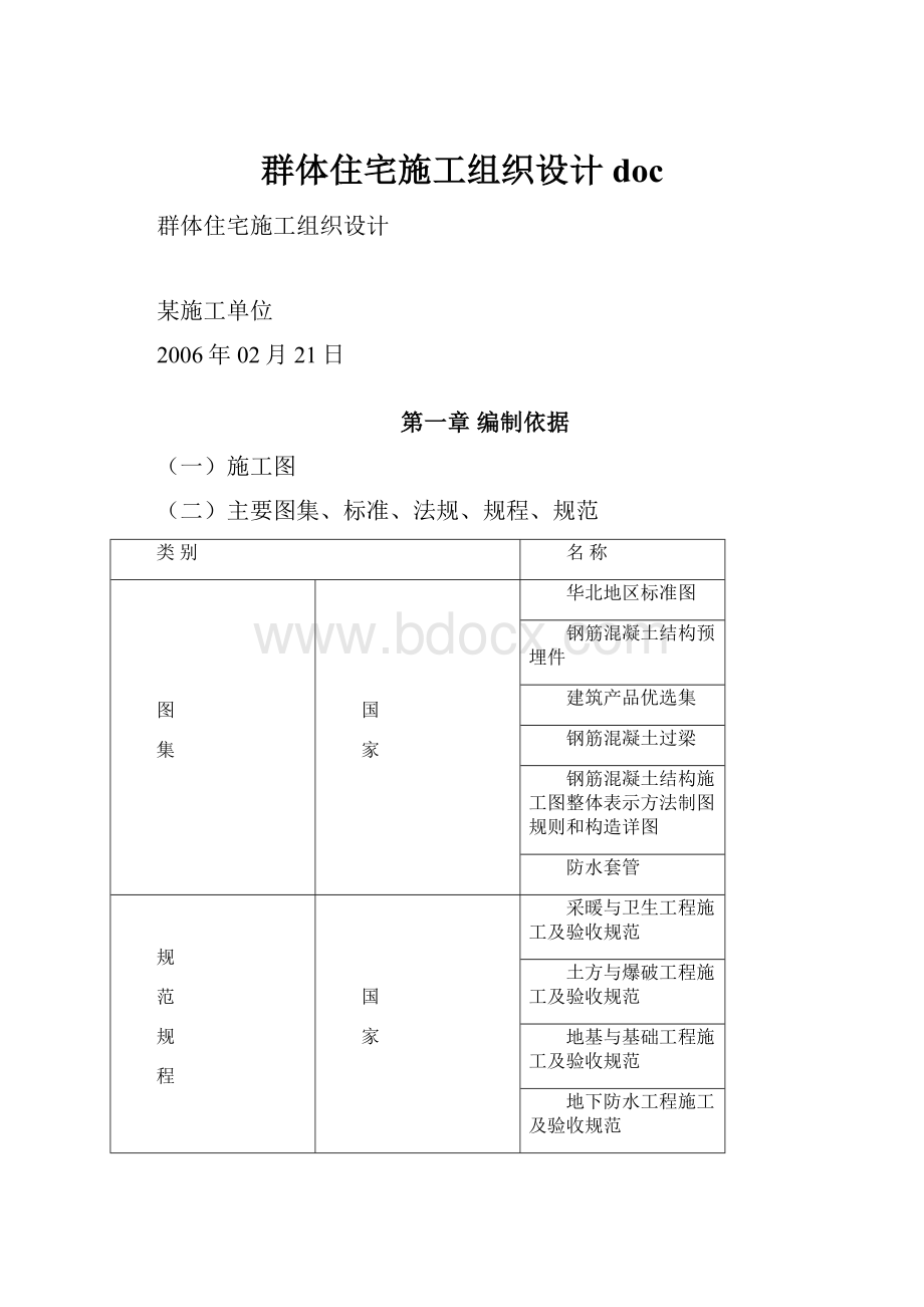 群体住宅施工组织设计doc.docx_第1页