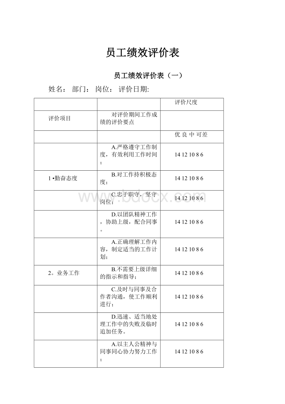 员工绩效评价表.docx