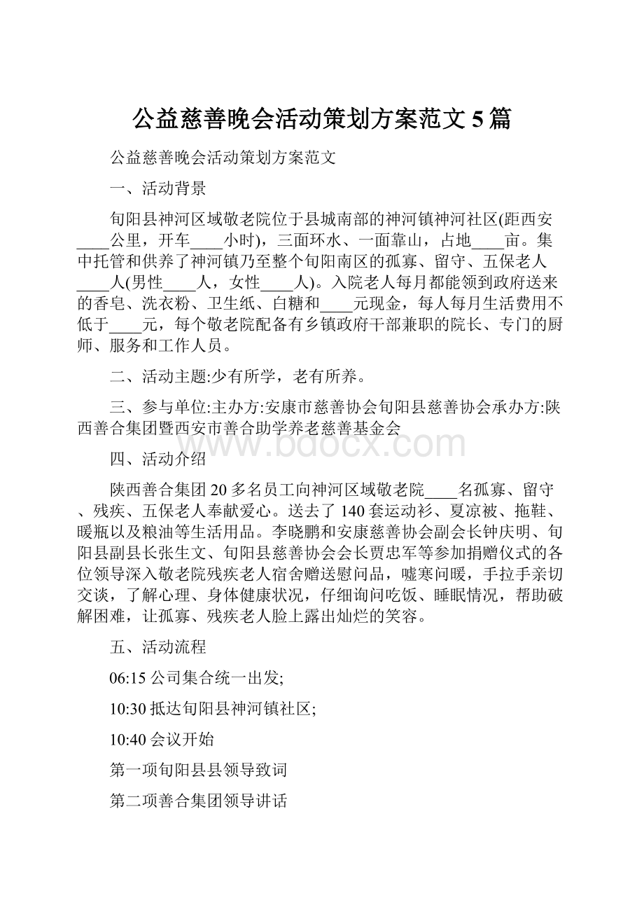 公益慈善晚会活动策划方案范文5篇.docx